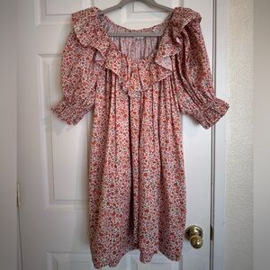 Doen Chime Dress in Coral Poppy Bell Flower size S